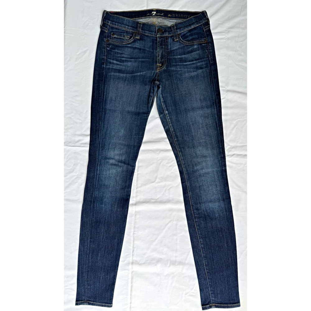 7 For All Mankind The Skinny Jeans Womens 28 Medium Wash Blue Slim JSK4A568ON